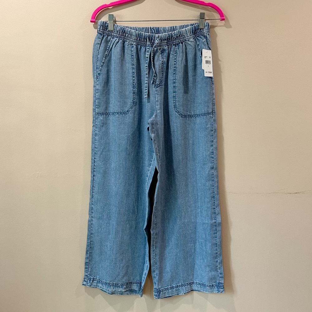NWT Splendid Women’s S Adele Indigo Palazzo Pants Wide Leg Cropped Blue Coastal